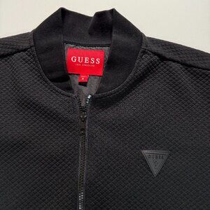 Guess Los Angeles Black Quilted Diamond Pattern Zip Bomber Jacket Women's Size M